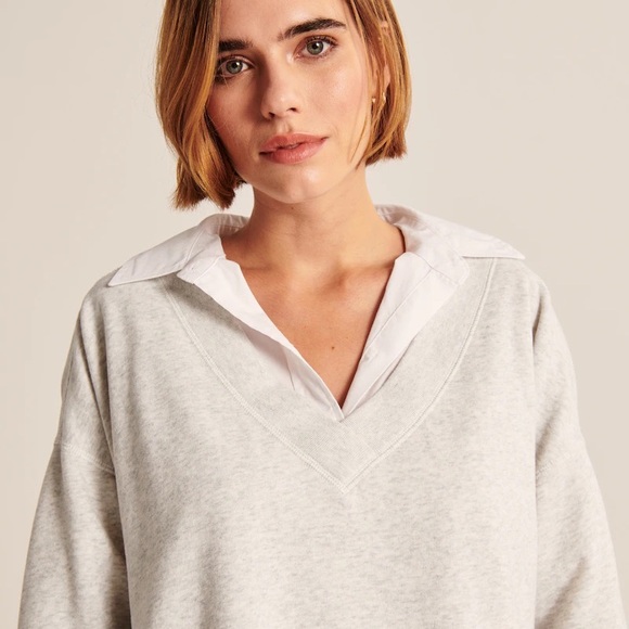 Abercrombie Split-Hem Tunic V-Neck Sweatshirt new - Picture 3 of 5